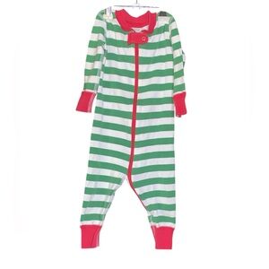 Hanna Andersson Green and Red Striped Kids Footie